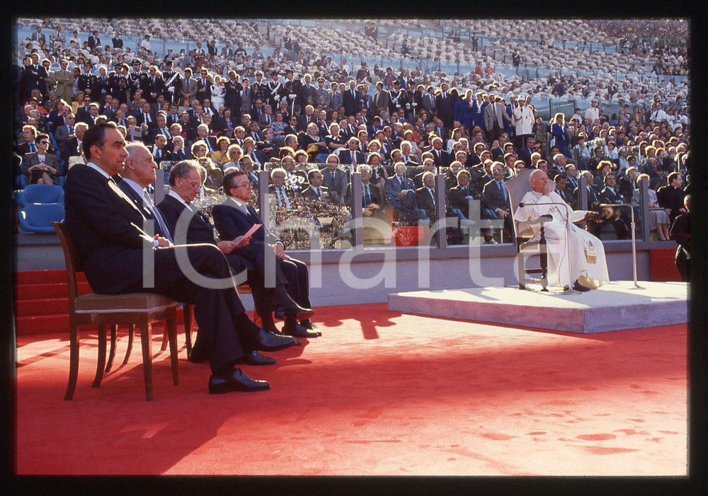 35mm vintage slide* 1990 ROMA Stadio Olimpico GIOVANNI PAOLO II Franco CARRARO 3