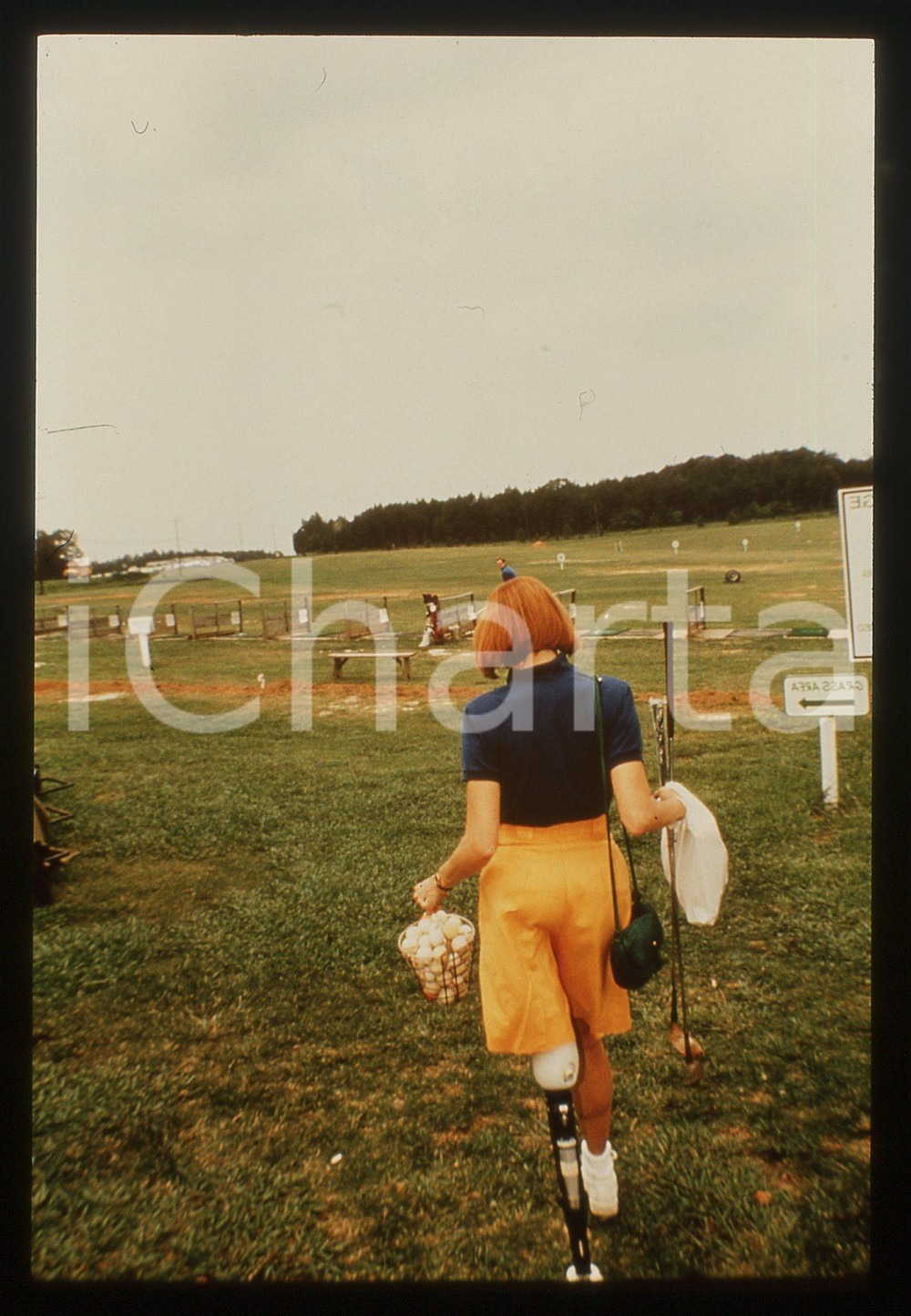 35mm vintage slide* 1985 ca COSTUME - Ivy GUNTER gioca a golf - Ritratto