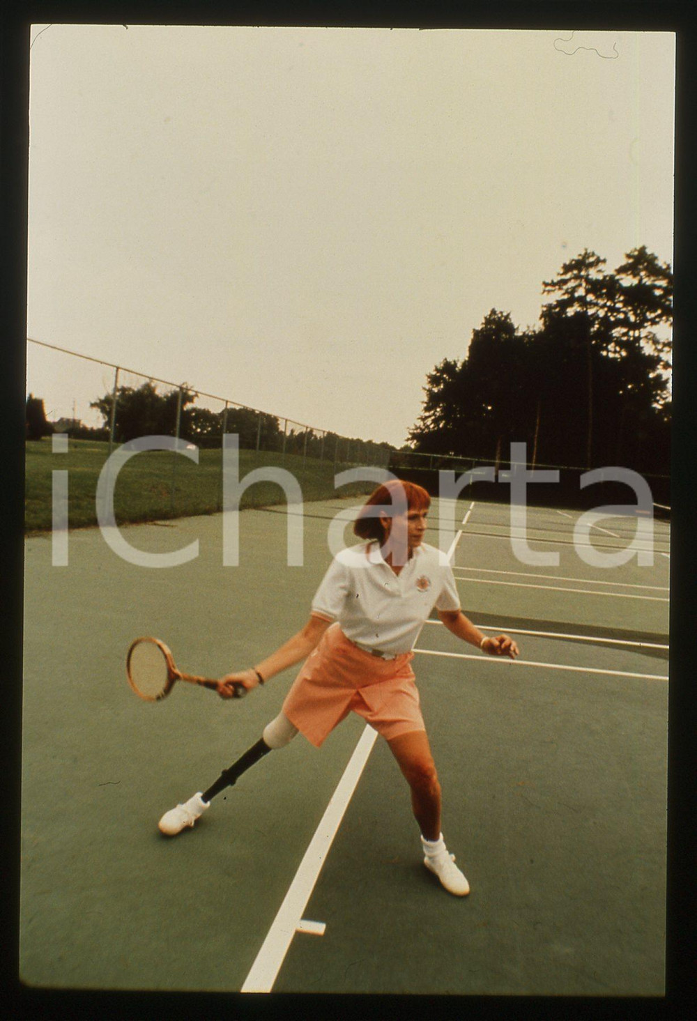 35mm vintage slide* 1985 ca COSTUME - Ivy GUNTER gioca a tennis (2)