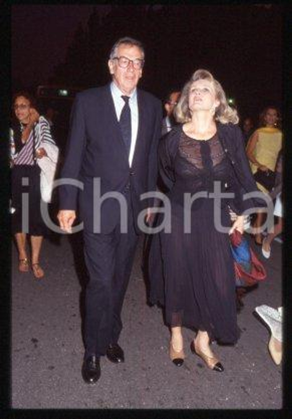 35mm vintage slide* 1991 VENICE Roger VADIM & wife Marie Christine BARRAULT (36)