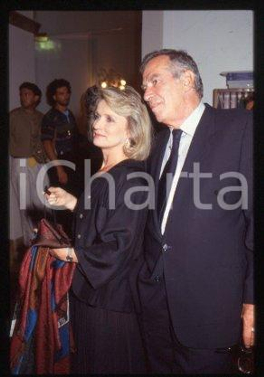 35mm vintage slide* 1991 VENICE Roger VADIM & wife Marie Christine BARRAULT (39)