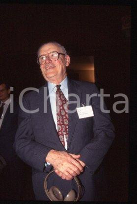 35mm vintage slide* 1990 ca MILAN Nobel Prize winner James M. BUCHANAN (2)