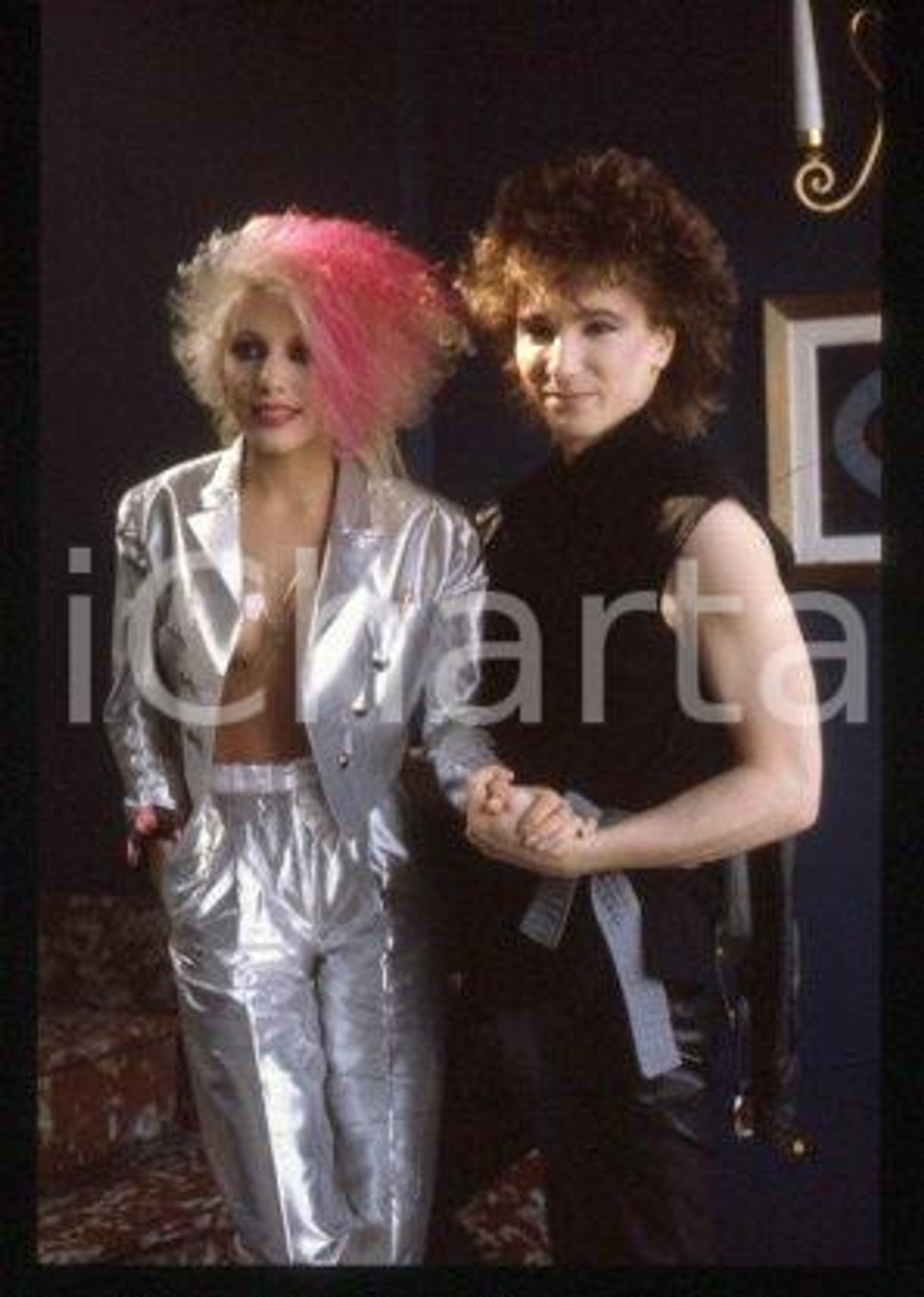 35mm vintage slide* 1983 ITALY Rock band MISSING PERSONS Dale & Terry BOZZIO 6