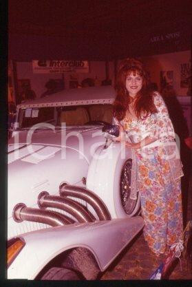35mm vintage slide* 1986 ca ITALY singer & actress Manuela VILLA near a car (2)