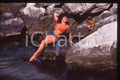 35mm vintage slide* 1986 ca ITALY a singer Manuela VILLA in a bathing suit (4)