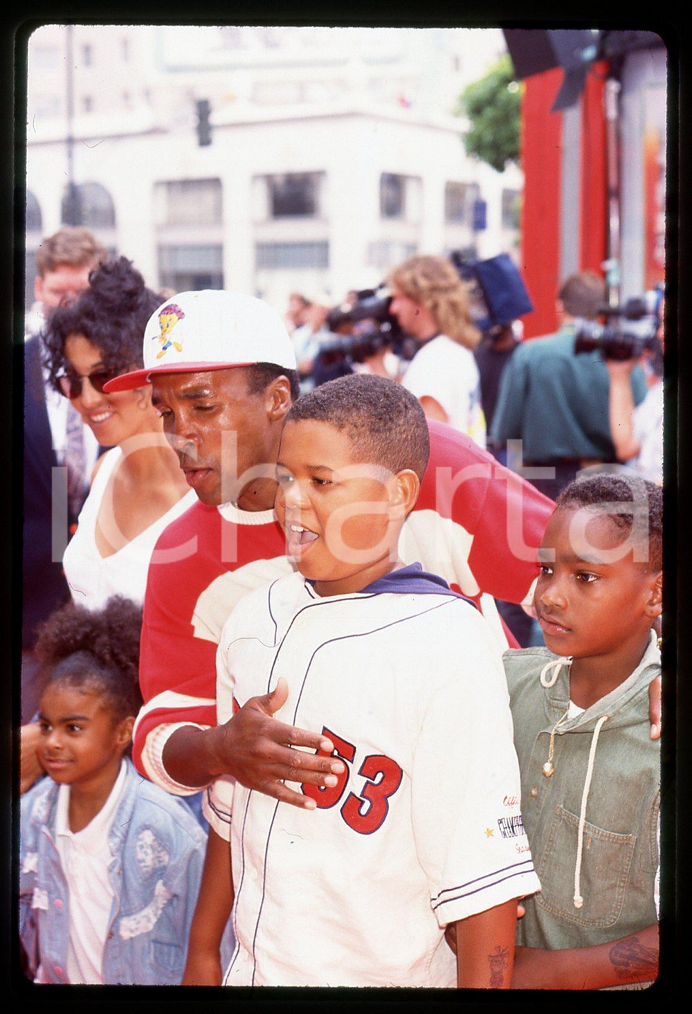 Fotografia d epoca originale 35mm vintage slide 1995ca BOXE Sugar Ray LEONARD con Bernadette ROBI 1