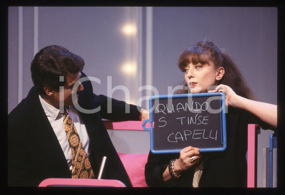 35mm vintage slide* 1990 ca CANALE 5 TRA MOGLIE E MARITO VIP Lia TANZI (4)