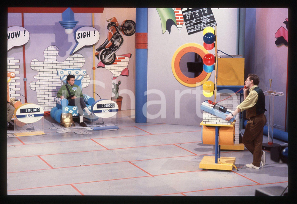 35mm vintage slide* 1991 ITALIA 1 URKA! Paolo BONOLIS durante il quiz game (8)