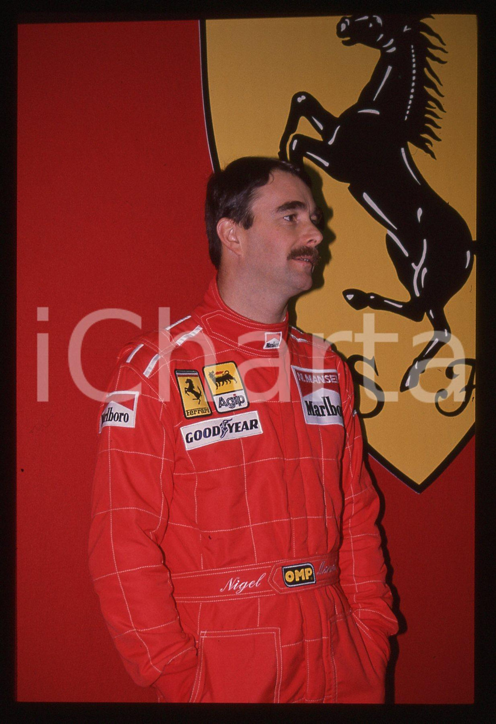 35mm vintage slide* 1990 ca FORMULA1 Nigel MANSELL scuderia FERRARI - Ritratto