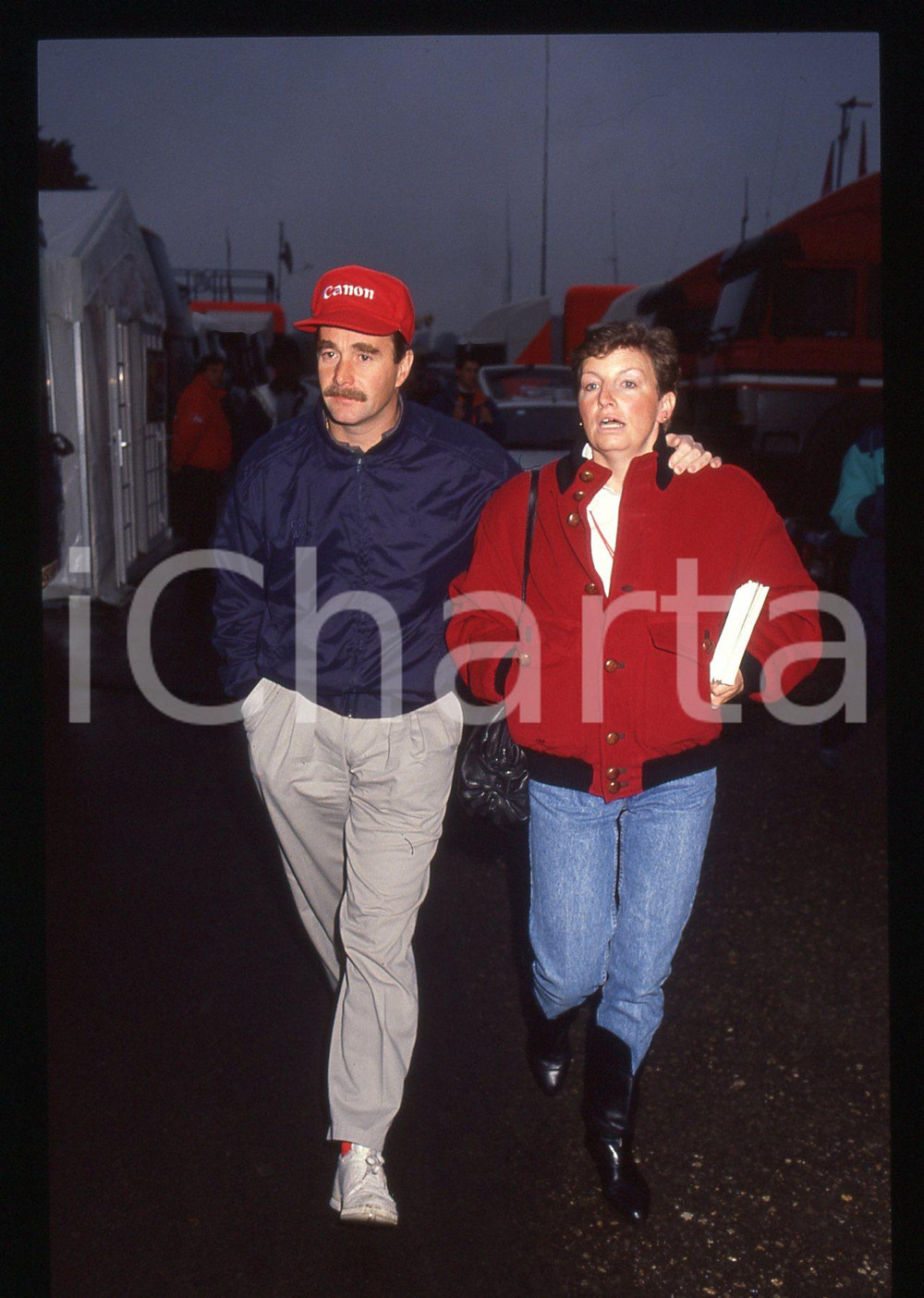 35mm vintage slide* 1990 ca FORMULA1 Nigel e Roseanne MANSELL - Paddock (4)