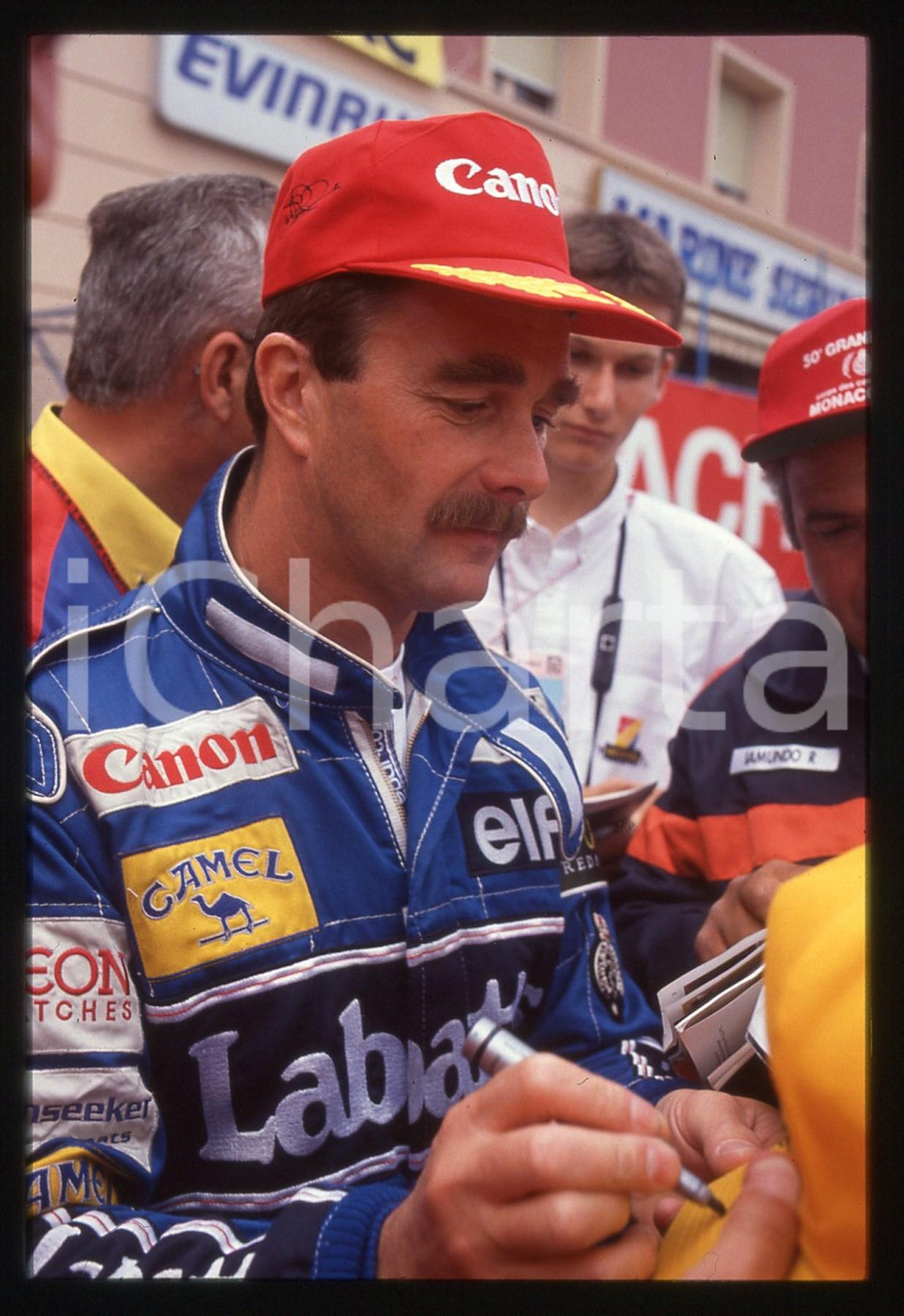 35mm vintage slide* 1990ca FORMULA1 Nigel MANSELL scuderia WILLIAMS-Autografo 2
