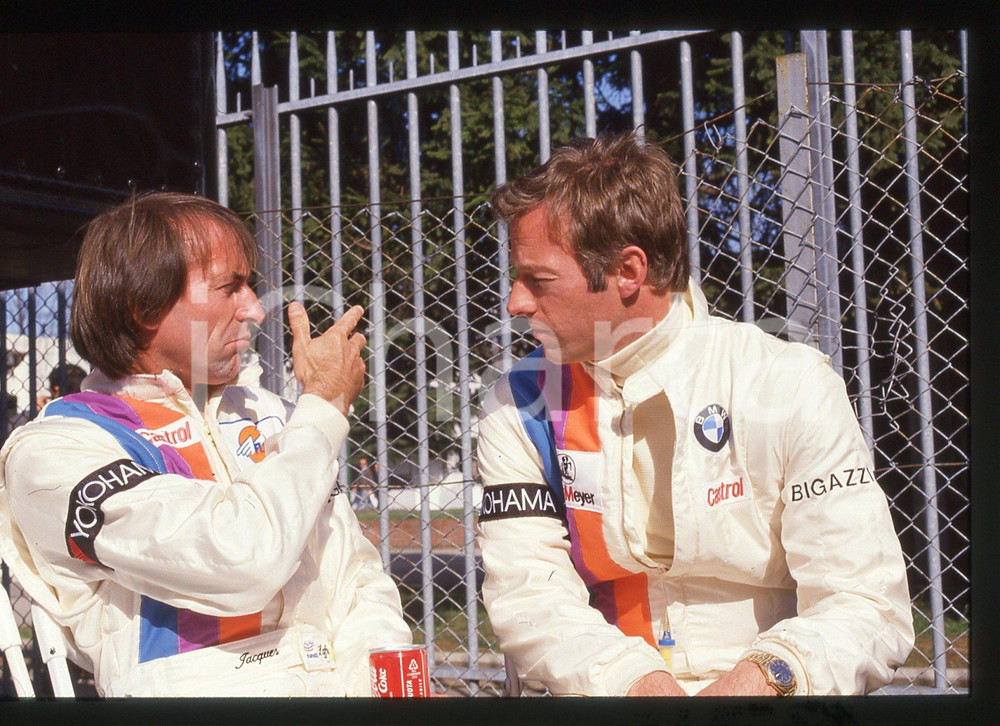 Fotografia d epoca originale 35mm vintage slide 1988 500 KM MONZA Jacques LAFFITE Mark THATCHER  Ritratto 1