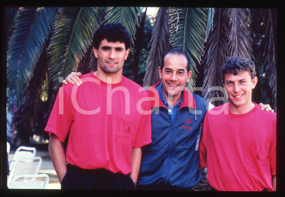 35mm vintage slide* 1990 ca CALCIO Luis SUAREZ Emilio BUTRAGUENO MICHEL - SPAGNA
