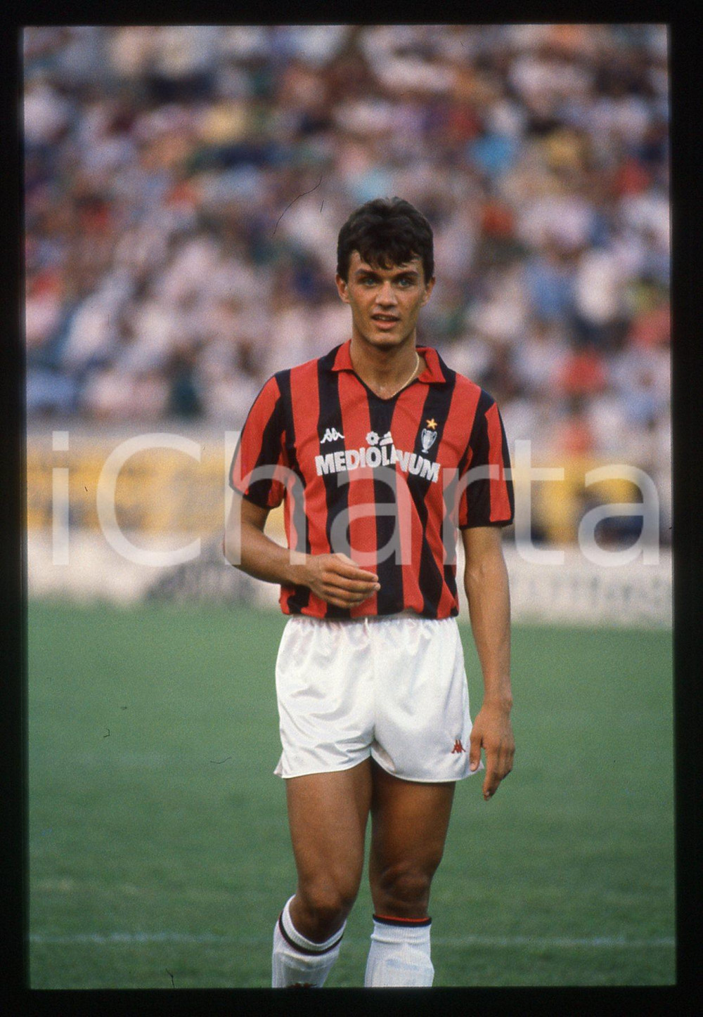 35mm vintage slide* 1989 CALCIO - A.C. MILAN Paolo MALDINI in campo - Ritratto