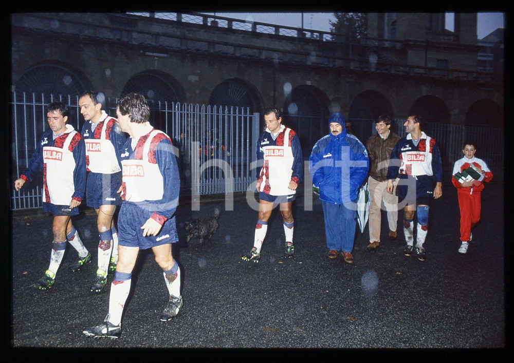 35mm vintage slide* 1990 ca MILANO CALCIO Nazionale piloti F1 dopo la partita
