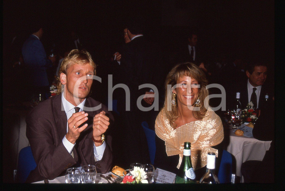 35mm vintage slide* 1990 ca ITALIA CALCIO Andreas BREHME e Pilar MARTINEZ