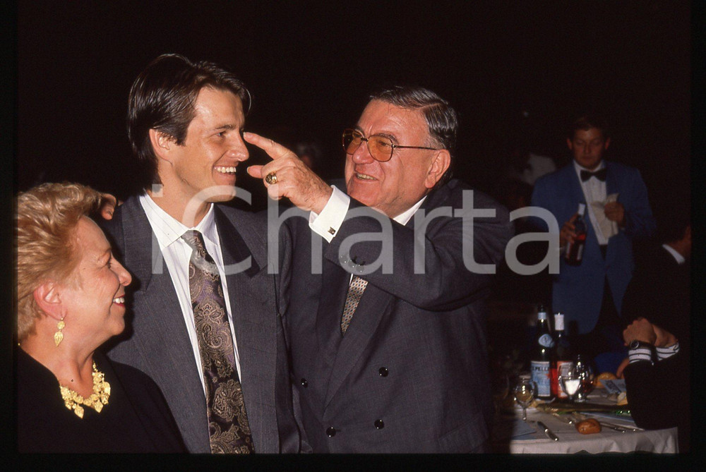 Fotografia d epoca originale 35mm vintage slide 1990 ca ITALIA CALCIO Carlos DUNGA e Romeo ANCONETANI 1