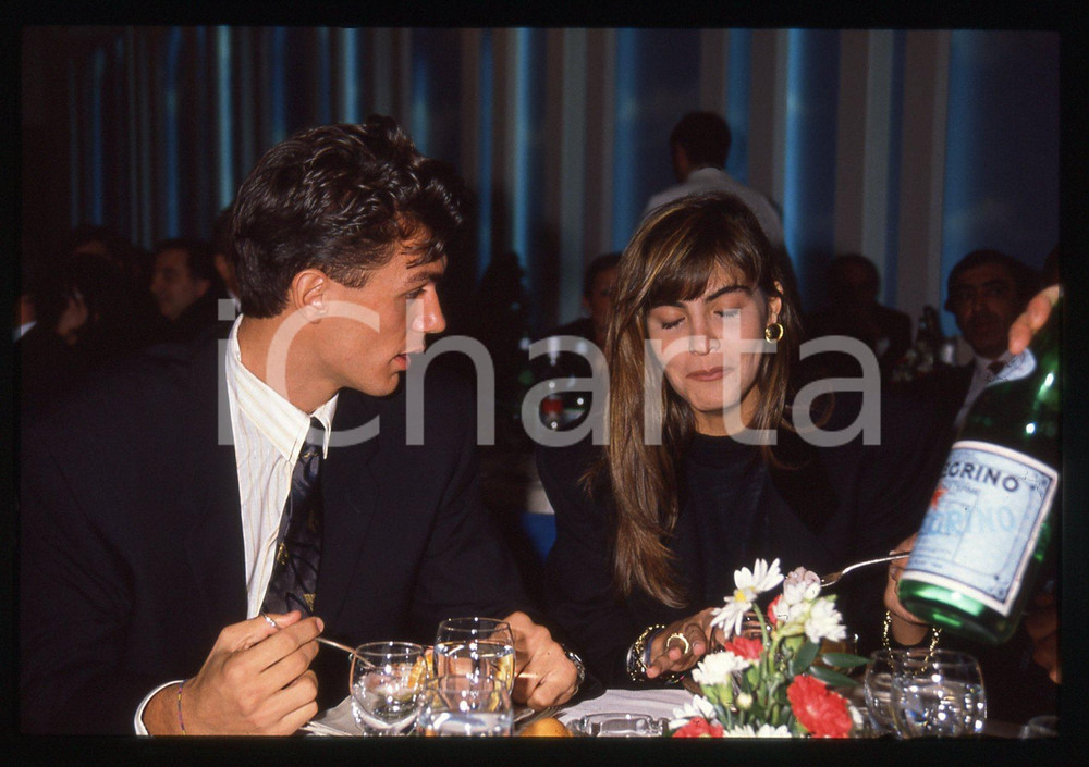 35mm vintage slide* 1990 ca ITALIA CALCIO Paolo MALDINI e Adriana FOSSA BLANCO