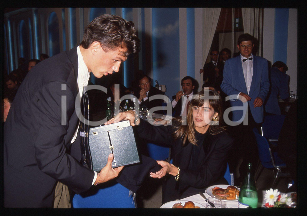 35mm vintage slide* 1990 ca ITALIA CALCIO Paolo MALDINI e Adriana FOSSA BLANCO 2