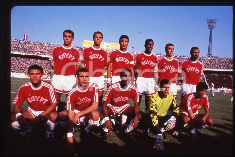 35mm vintage slide* 1990 ca CALCIO Formazione iniziale EGITTO