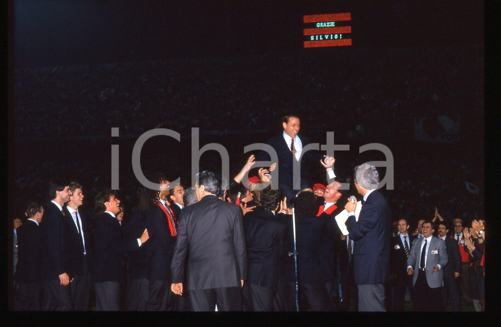 35mm vintage slide *1988 MILANO Silvio BERLUSCONI Trionfo 11°Scudetto AC MILAN 2