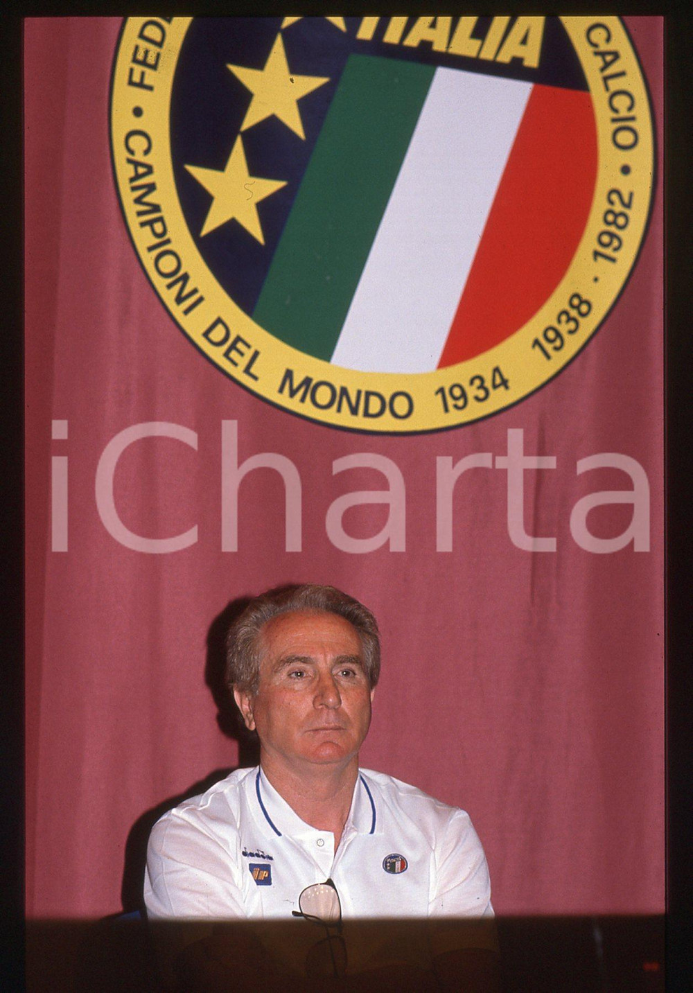 35mm vintage slide* 1990 ca ITALIA CALCIO Azeglio VICINI FIGC - Ritratto del ct