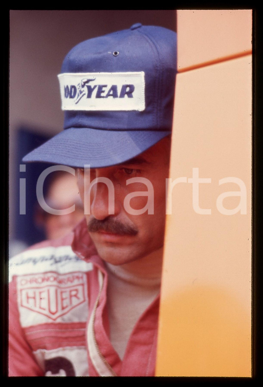 Fotografia d epoca originale 35mm vintage slide 1975 ca FORMULA 1 Clay REGAZZONI scuderia FERRARI  Ritratto 1