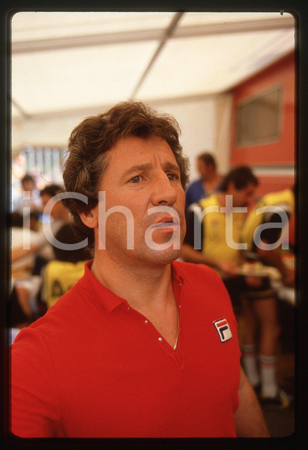 35mm vintage slide* 1982 GP MONZA Mario ANDRETTI Ritratto del pilota - Paddock