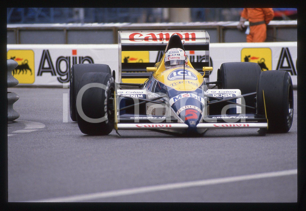 35mm vintage slide* 1988 GP MONACO Nigel MANSELL su WILLIAMS FW12 durante gara 2