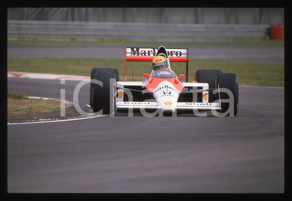 Fotografia d epoca originale 35mm vintage slide 1988 GP SAN MARINO Ayrton SENNA su MCLAREN MP4/4  Prove 3 1
