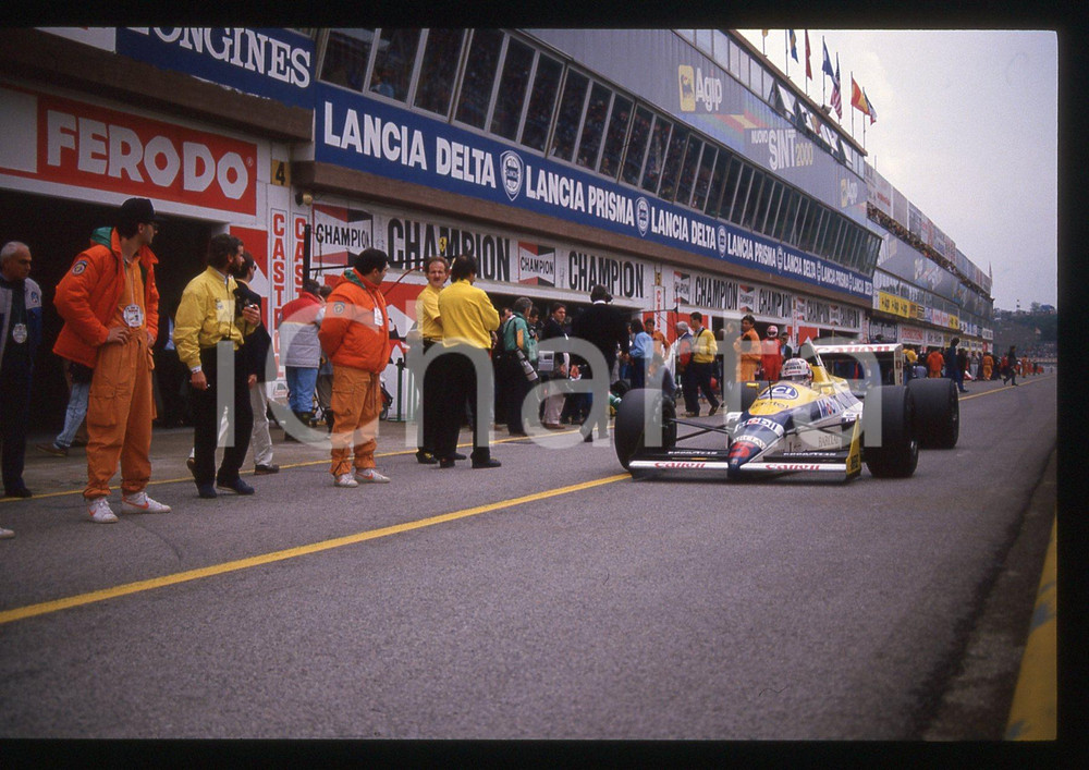 35mm vintage slide* 1988 GP SAN MARINO Nigel MANSELL su WILLIAMS FW12 ai box (4)