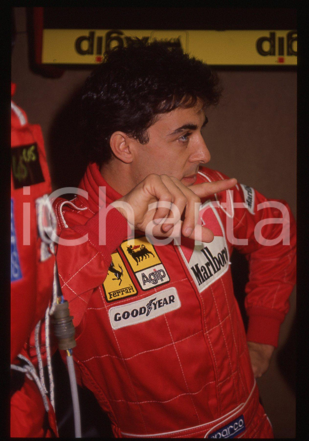 35mm vintage slide* 1995 ca FORMULA 1 Jean ALESI scuderia FERRARI - Ritratto