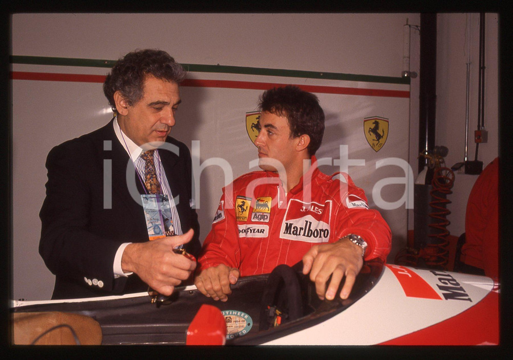 35mm vintage slide* 1993 GP SAN MARINO Jean ALESI Plàcido DOMINGO-Box FERRARI 2