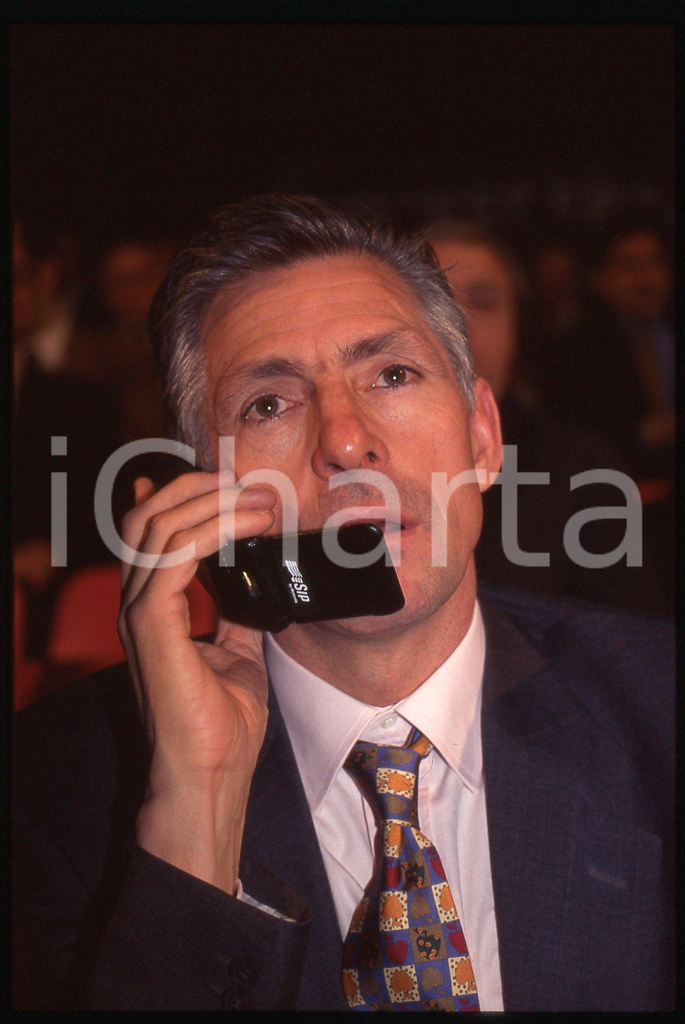 Fotografia d epoca originale 35mm vintage slide 1995 MILANO Francesco MOSER con cellulare SIP  Ritratto 4 1