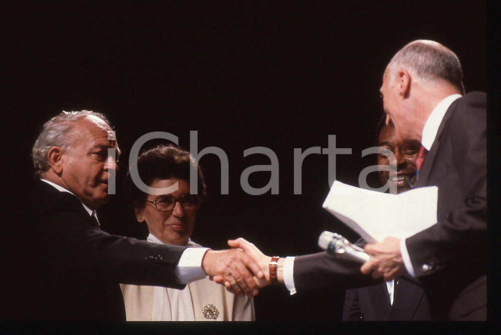 35mm vintage slide* 1990 MILANO CALCIO Alfredo DI STEFANO al Galà di ITALIA '90