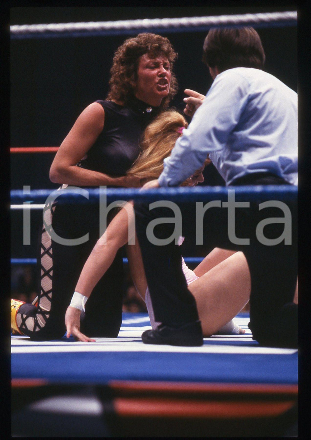 35mm vintage slide* 1987 MILANO - WWF Velvet McINTYRE vs SENSATIONAL SHERRI 4