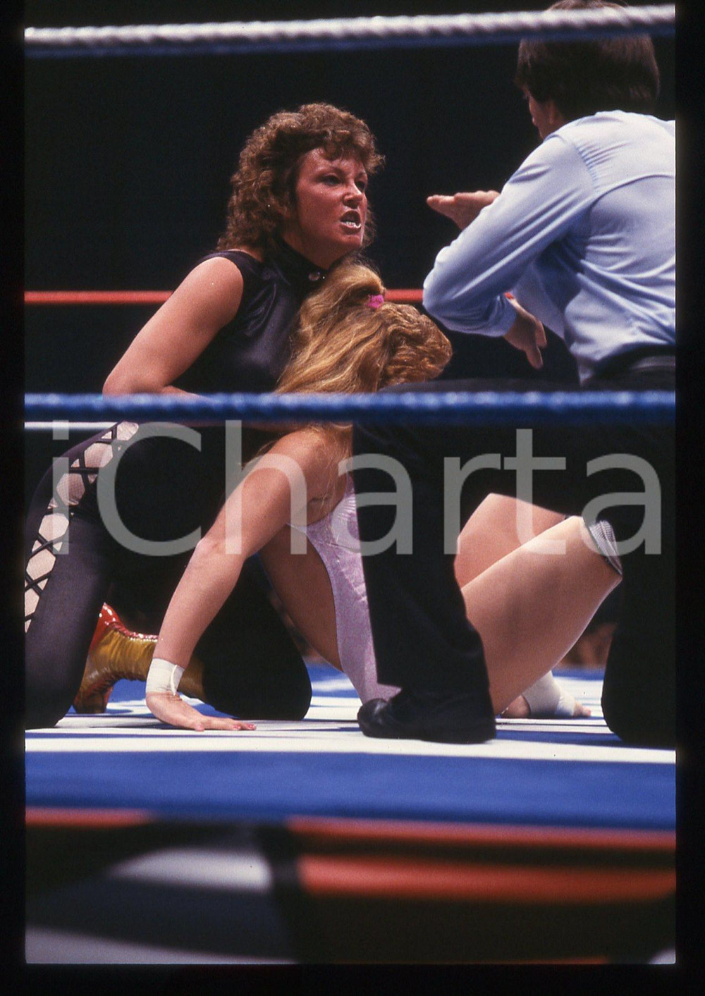 35mm vintage slide* 1987 MILANO - WWF Velvet MCINTYRE vs SENSATIONAL SHERRI 5
