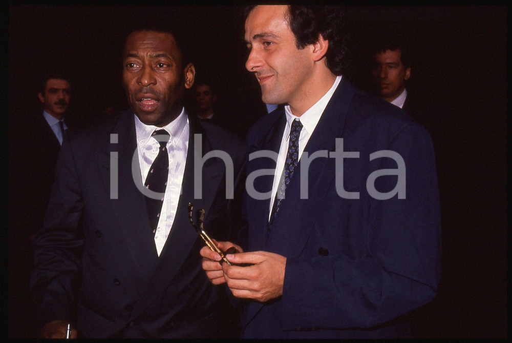 35mm vintage slide* 1990 MILANO Michel PLATINI PELE' Galà ITALIA '90 