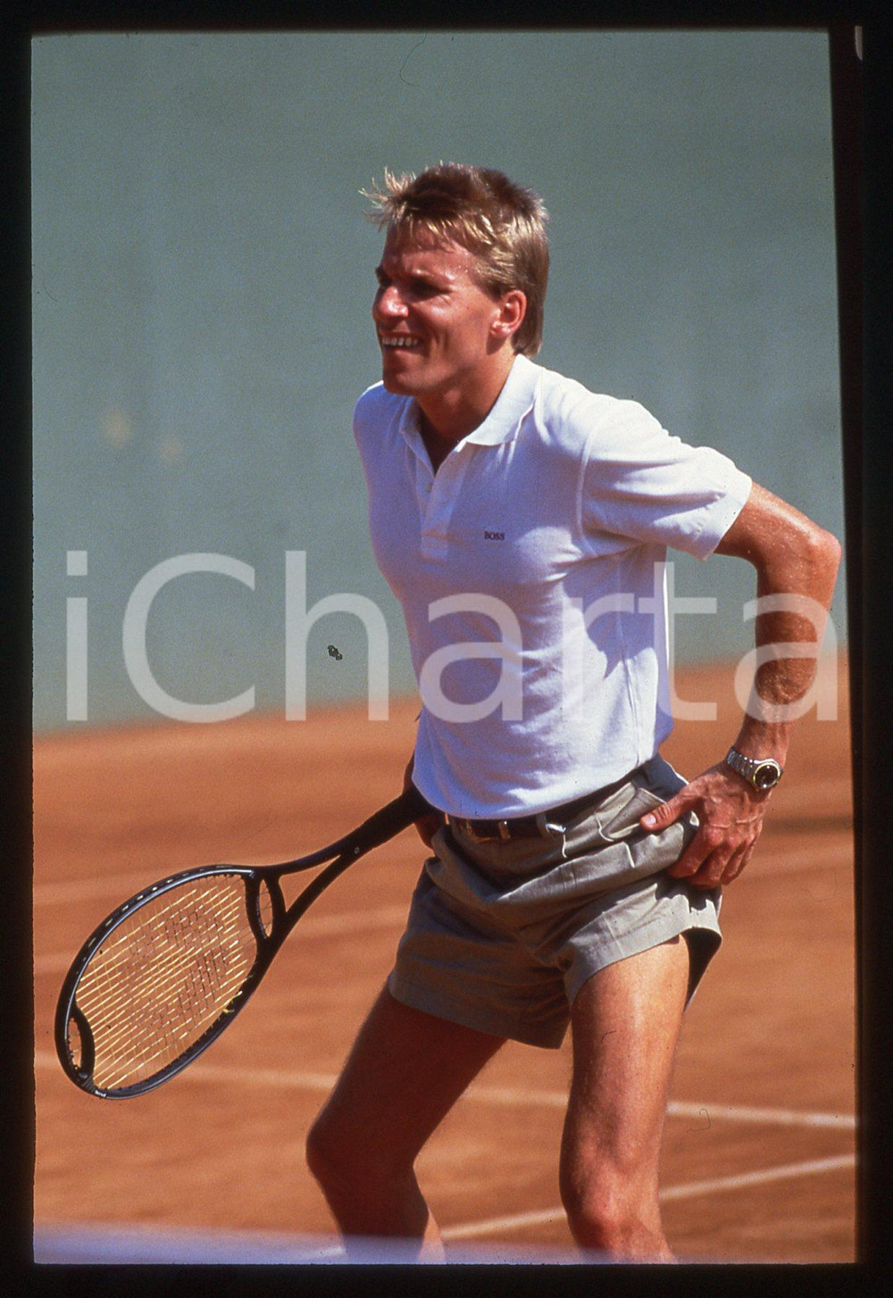 35mm vintage slide* 1995 ca FORTE DEI MARMI Stefan JOHANSSON gioca a tennis