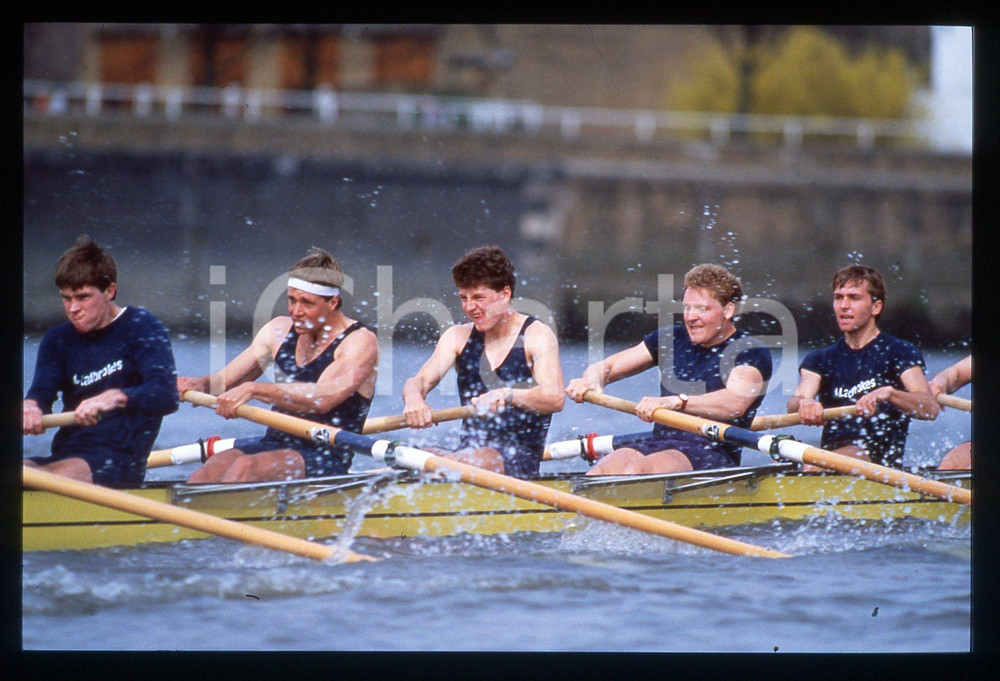 35mm vintage slide* 1985 LONDON THE BOAT RACE Oxford Crew training on THAMES 2