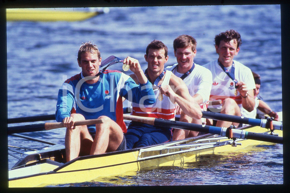 35mm vintage slide* 1986 COMMONWEALTH GAMES - England team Coxed four Gold medal