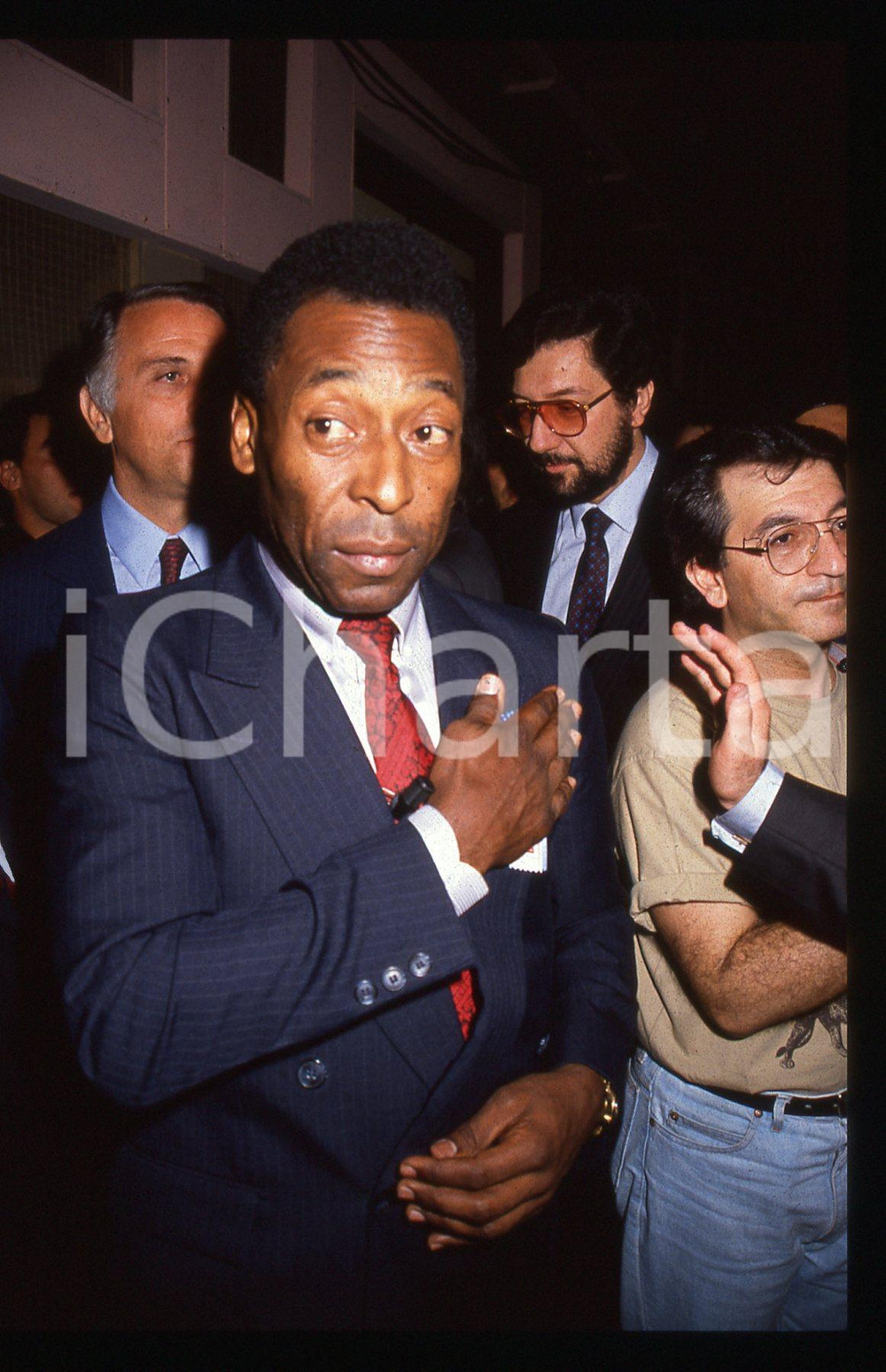 35mm vintage slide* 1989 CALCIO PELÉ a un evento per ITALIA '90 - Ritratto (2)