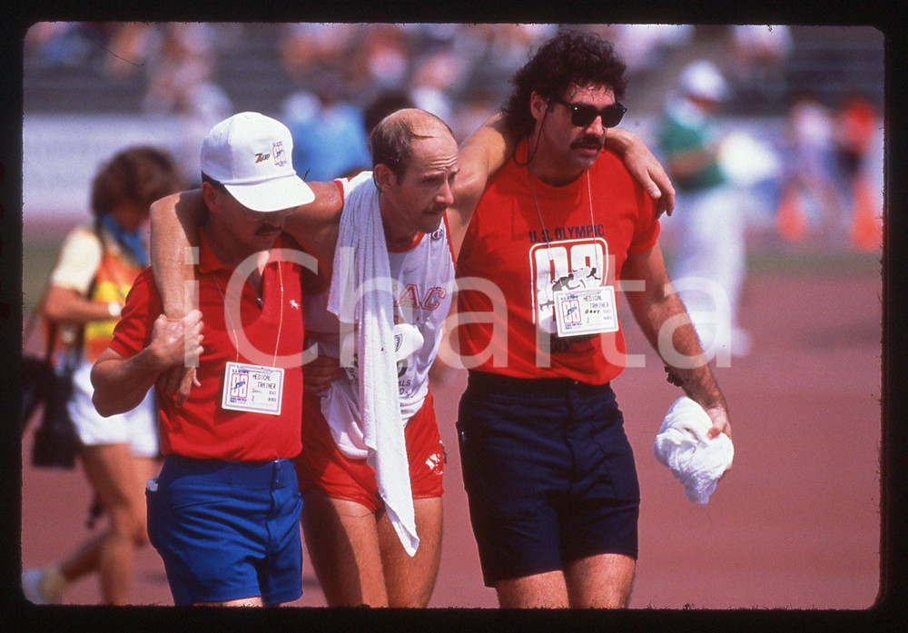 35mm vintage slide* 1988 INDIANAPOLIS - US Olympic Trials - Injured athlete