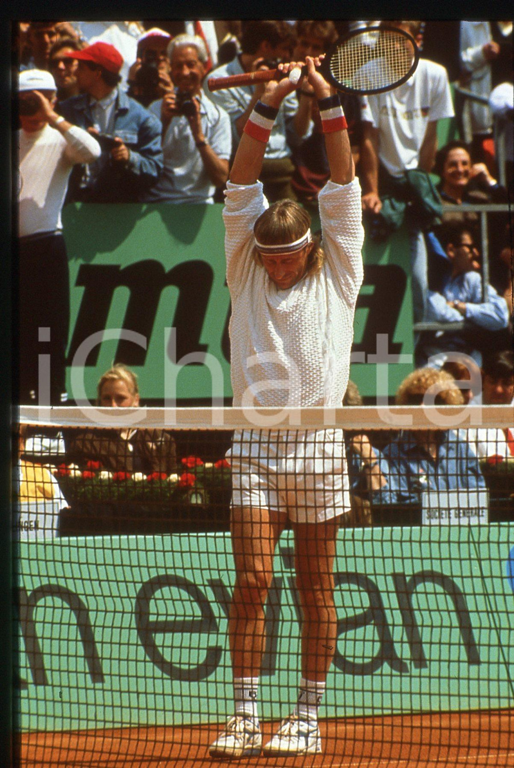 35mm vintage slide* 1991 MONTE CARLO OPEN - Bjorn BORG Stretching pre-partita