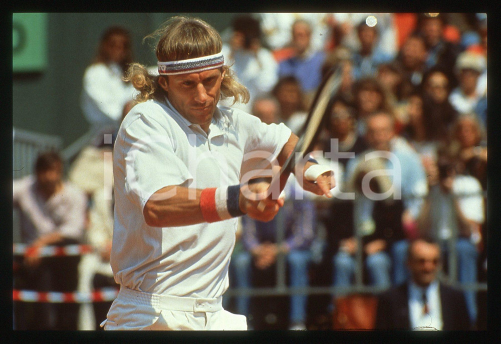 35mm vintage slide* 1991 MONTE CARLO OPEN Bjorn BORG durante un match *TENNIS