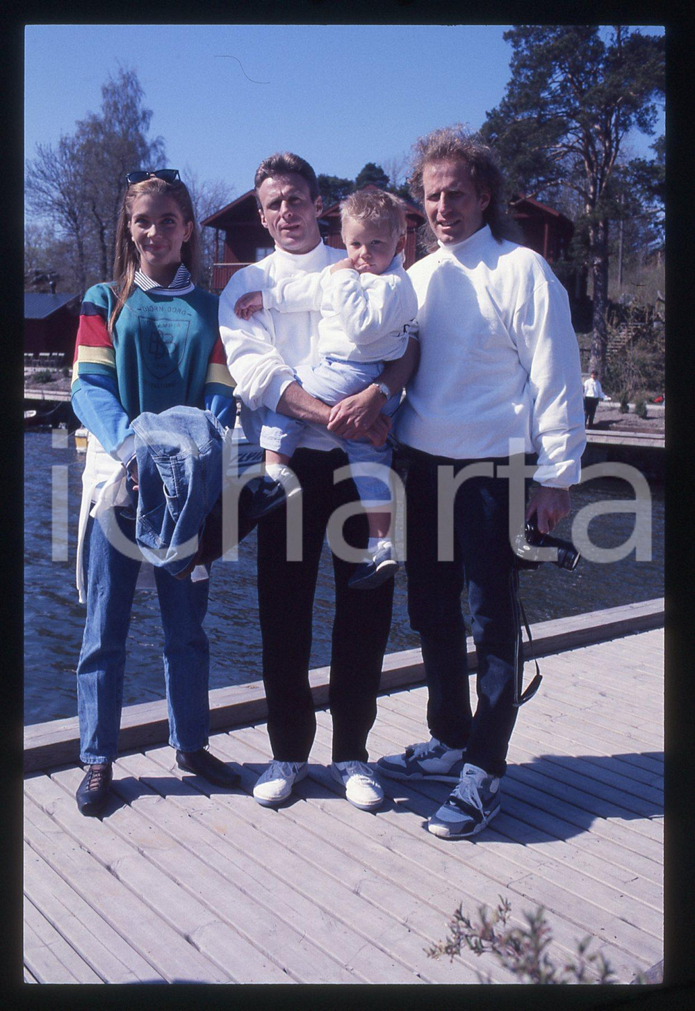 35mm vintage slide* 1990 ca SWEDEN Bjorn BORG Vitas GERULAITIS Jannike BJORLING