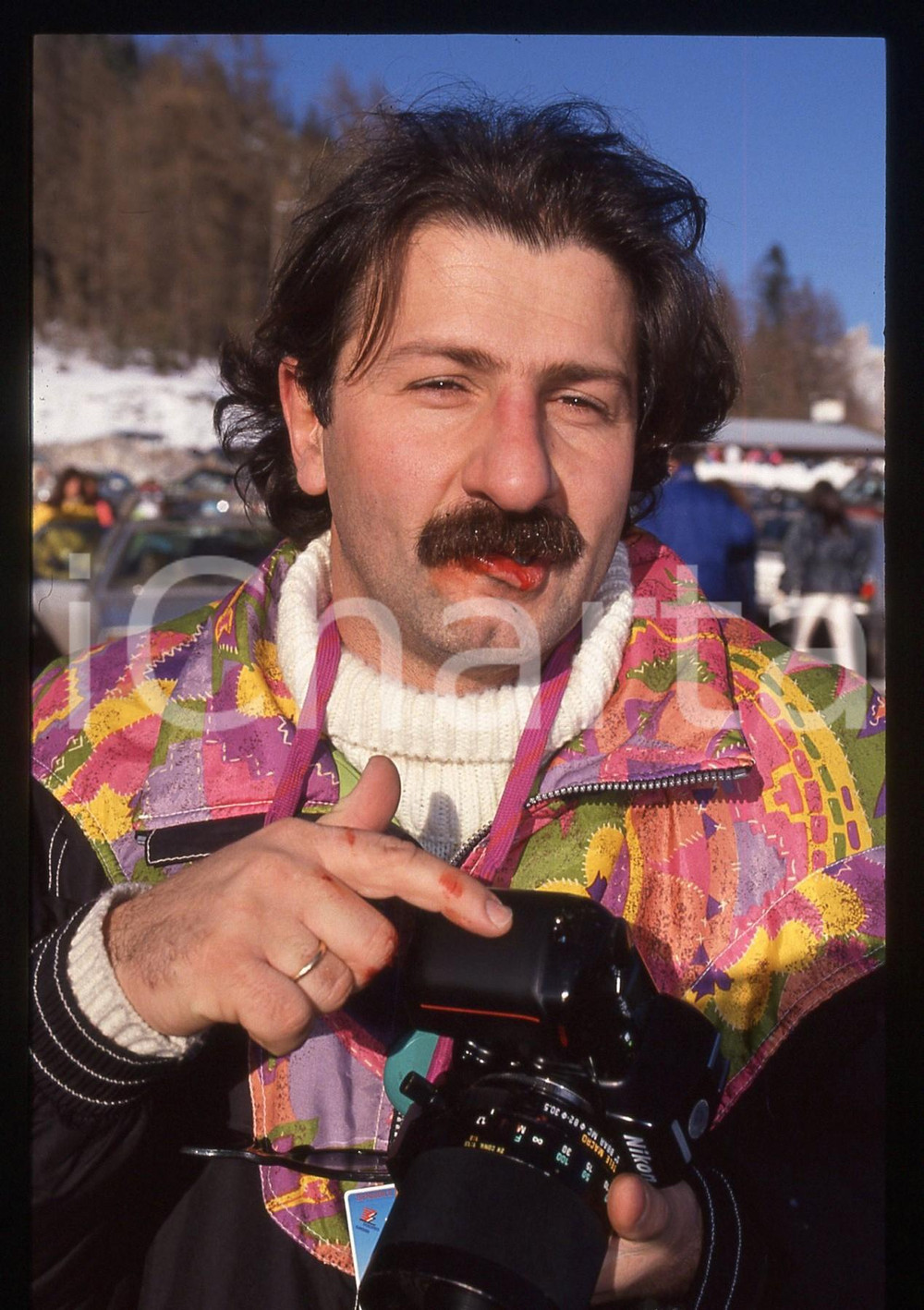 35mm vintage slide* 1990 ca CORTINA D'AMPEZZO Riccardo FREZZA dopo aggressione