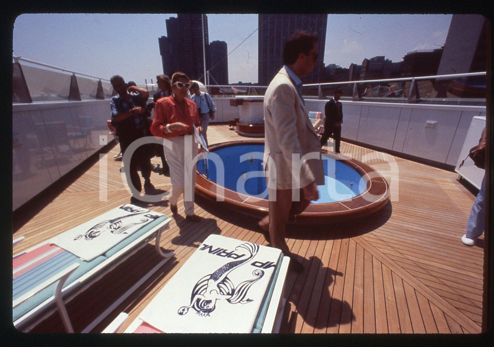 35mm vintage slide* 1988 NEW YORK - Upper deck view of TRUMP PRINCESS yacht (2)