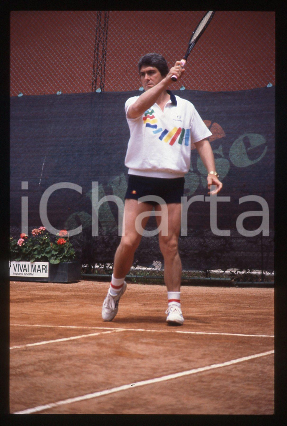 35mm vintage slide* 1991 PERUGIA - Dino DE MEGNI gioca a tennis - Ritratto