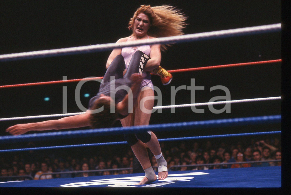 Fotografia d epoca originale 35mm vintage slide 1987 MILANO  WWF Velvet MCINTYRE vs SENSATIONAL SHERRI 13 1